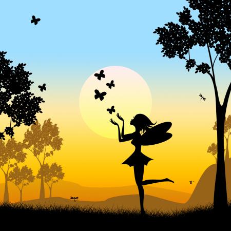 Silhouette Fairy Shows Faries Fairyland And Silhouettes