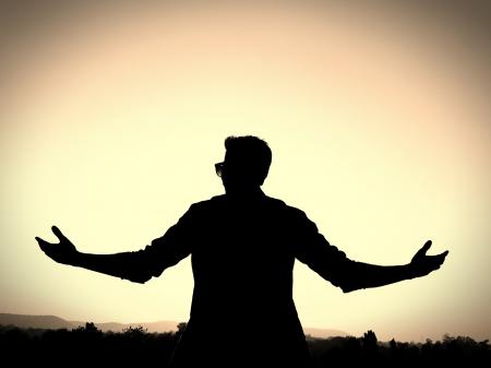 Silhouette of a Man Wearing Eyeglasses