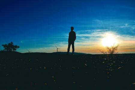 Silhouette of Man Near Tree Photo