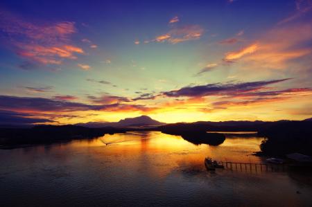 Silhouette of Mountain during Sunset