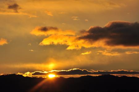 Silhouette of Mountains during Sunset