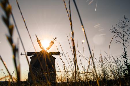 Silhouette of Windmill during Daytime