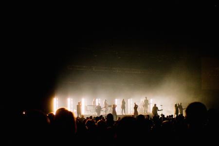 Silhouette Photo of Music Band Playing on Stage