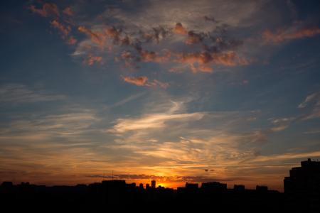 Silhouettes of Buildings during Golden Hour