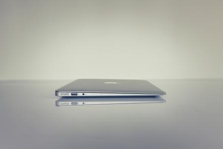 Silver Electronic Device on a Surface