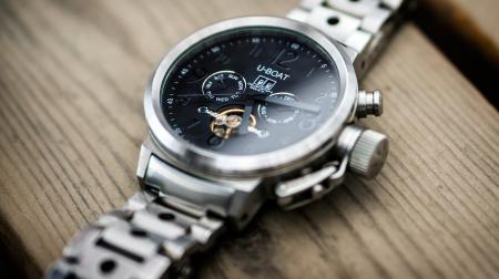 Silver Link Bracelet Black U-boat Chronograph Watch