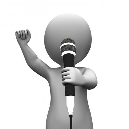 Singer Singing Character Shows Music Or Karaoke Concert