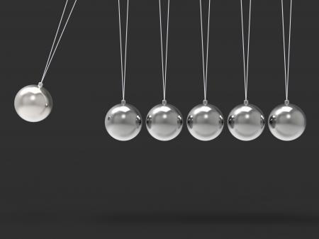 Six Silver Newtons Cradle Shows Blank Spheres Copyspace For 6 Letter W