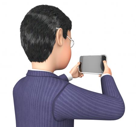 Smartphone Character Represents Business Person And Businessman 3d Ren