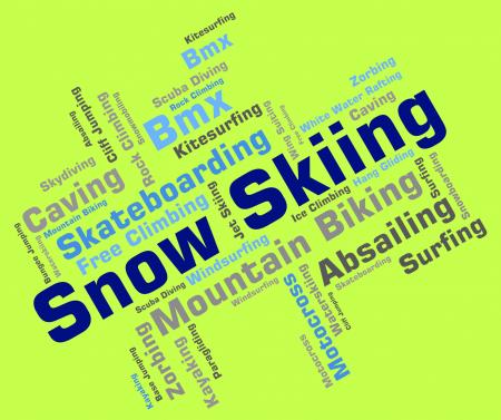 Snow Skiing Indicates Winter Sport And Skis