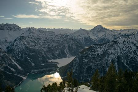 Snowcap Mountains during Sunset