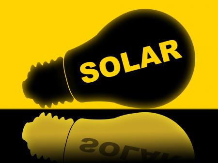 Solar Power Represents Energy Source And Electricity