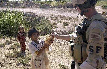 Soldier giving Grapes