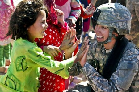 Soldier Playing with Kids