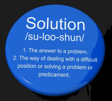 Solution Definition Button Showing Achievement Vision And Success