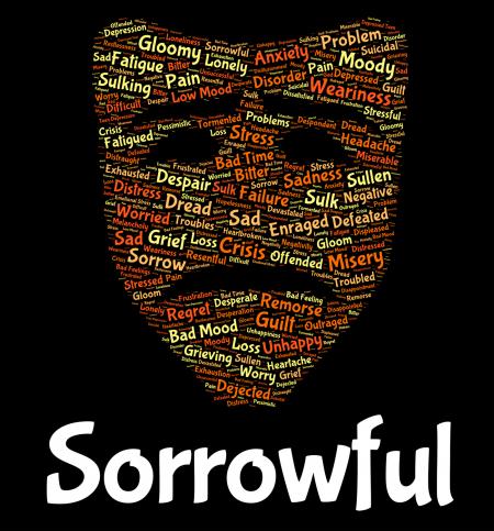 Sorrowful Word Represents Grief Stricken And Despairing