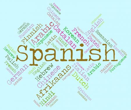 Spanish Language Indicates Vocabulary Lingo And Wordcloud