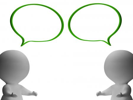 Speech Bubbles And 3d Characters Showing Discussion And Gossip