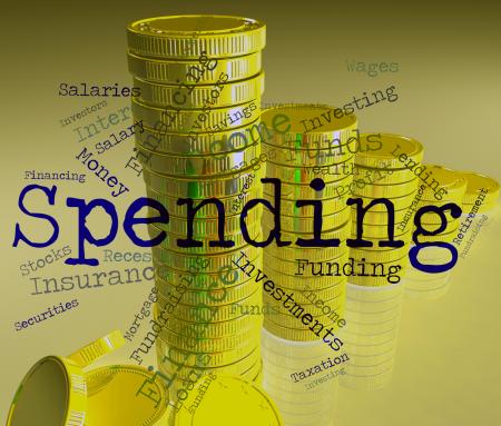 Spending Word Shows Shopping Words And Bought