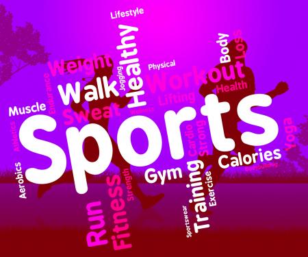 Sports Word Shows Getting Fit And Exercising