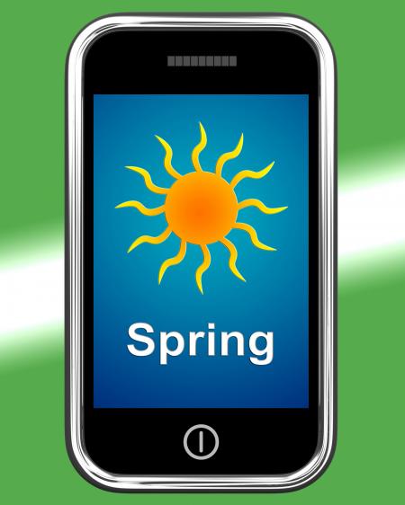 Spring On Phone Means Springtime Season