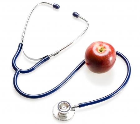 stethoscope and apple