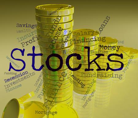 Stocks Word Indicates Return On Investment And Financial