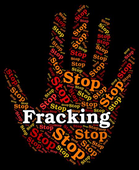 Stop Fracking Shows Warning Sign And Control