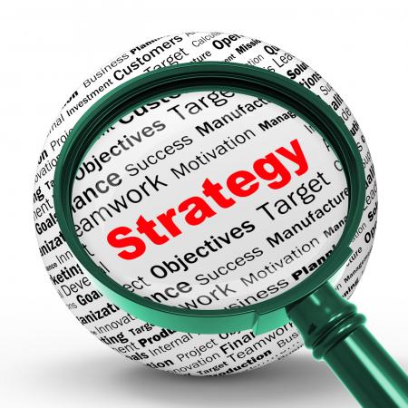 Strategy Magnifier Definition Shows Successful Planning Or Management