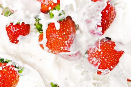 Strawberries in milk
