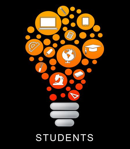 Students Lightbulb Indicates Power Source And Bright