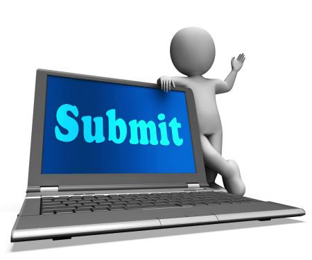 Submit Laptop Shows Submitting Submissions Or Applications