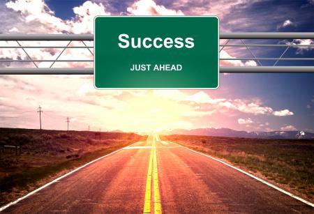 Success Just Ahead road sign - Success and successful life concept