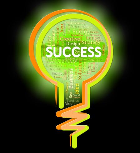 Success Lightbulb Represents Victor Winner And Prevail