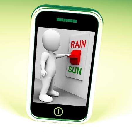 Sun Rain Switch Shows Weather Forecast Sunny or Raining