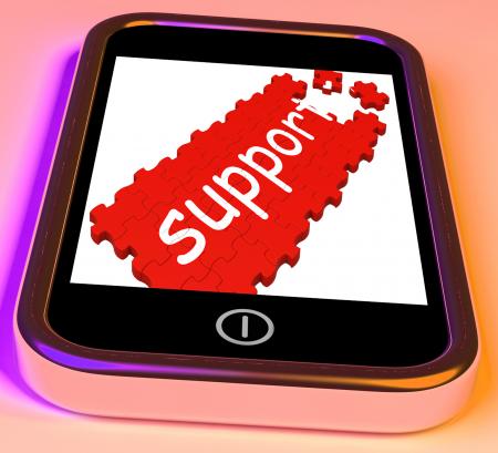 Support On Smartphone Showing Cellphones Customer Service