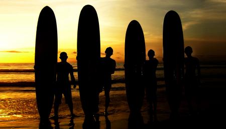 Surfers sunrise