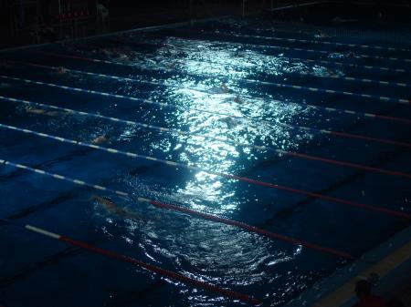 Swimming pool at night