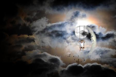 Swinging in front of the moon