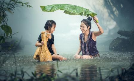 Taking Bath in Running Water