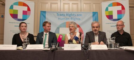 Tanya Ni Mhuirthile, Broden Giambrone, Senator Katherine Zappone, Colm O'Gorman and John Duffy at the Launch of the Gender Recognition Bill 2013