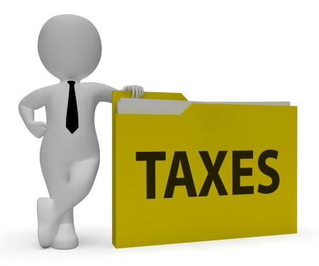 Taxes Folder Indicates Taxation Duties 3d Rendering
