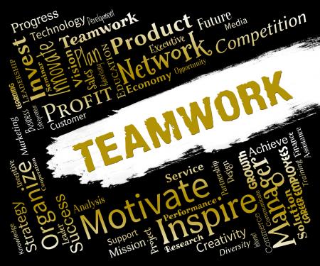 Teamwork Words Indicates Teams Networking And Cooperation