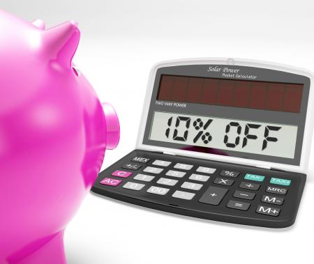 Ten Percent Off Calculator Shows 10 Discount