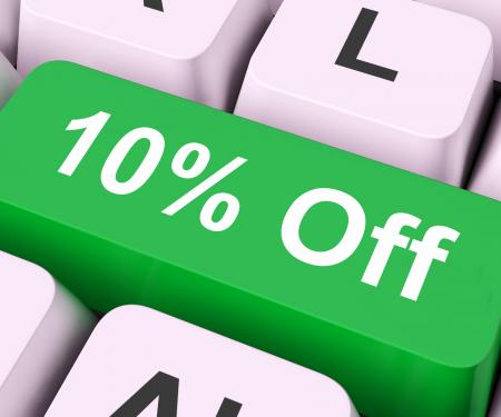 Ten Percent Off Key Means Discount Or Sale