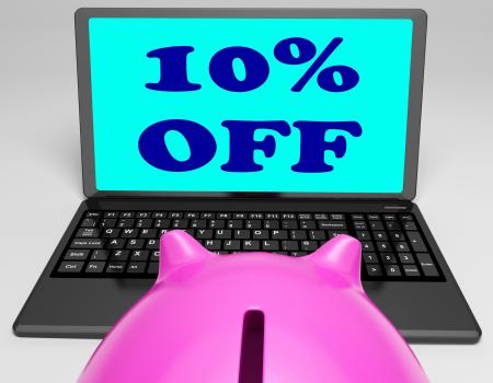 Ten Percent Off Laptop Shows 10 Savings On Web