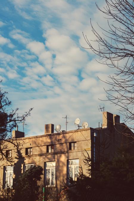 Tenement house & blue sky