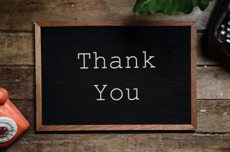 Thank You Text on Black and Brown Board