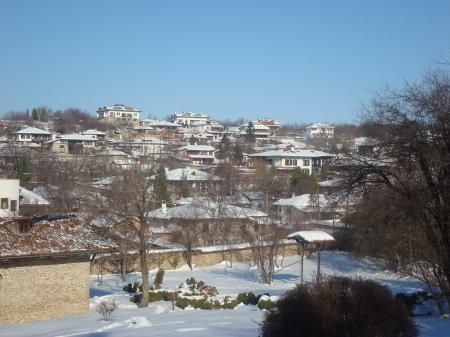 The snowy town of Arbanasi, Bulgaria
