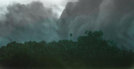 Thick Clouds over Hill